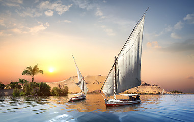 Image showing Sunset in Aswan