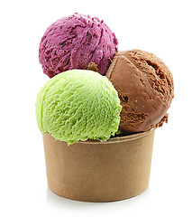 Image showing Ice cream balls in paper cup