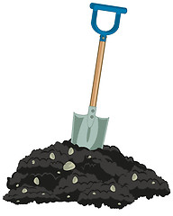 Image showing Vector illustration worker tools shovel and heap of the land