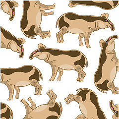 Image showing Cartoon animal tapir decorative pattern on white