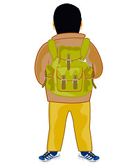 Image showing Man tourist with rucksack for back type behind