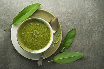 Image showing Wild garlic ramson soup