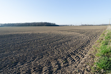 Image showing Farmers field just sown by early spring season