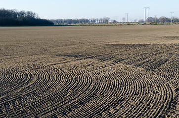 Image showing Patterns in a just sown farmers field