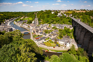 Image showing Dinan and the Rance river, aerial view