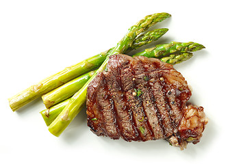 Image showing grilled steak and asparagus