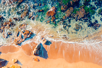 Image showing Rocky beach abstract aerial