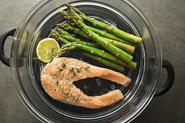 Image showing Salmon steamed