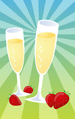 Image showing Champagne and strawberries illustration