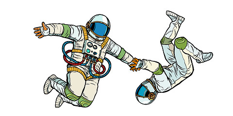 Image showing a couple in love, astronauts holding hands