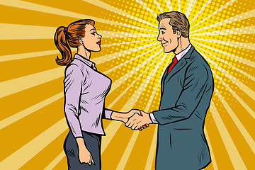 Image showing businessman and businesswoman handshake