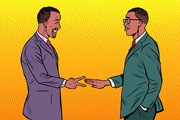 Image showing african businessmen game rock paper scissors