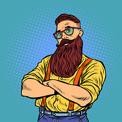 Image showing bearded hipster with glasses