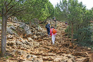 Image showing Apparition hill Podbrdo overlooking the village of Medjugorje in