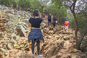 Image showing Apparition hill Podbrdo overlooking the village of Medjugorje in