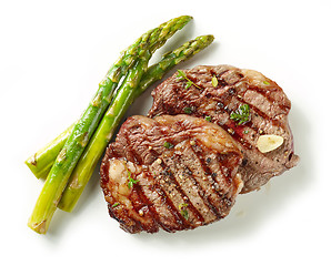 Image showing grilled steaks on white background