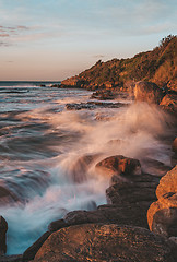 Image showing Morning sunlight on Wombarra Illawarra coastline