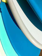 Image showing Colourful vibrant patterns of surfboards abstract