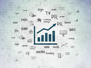 Image showing Marketing concept: Growth Graph on Digital Data Paper background