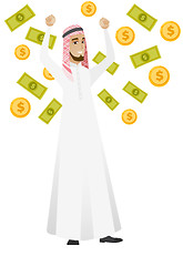 Image showing Happy busiess woman under money rain.