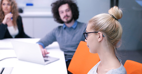 Image showing Startup Business Team At A Meeting at modern office building