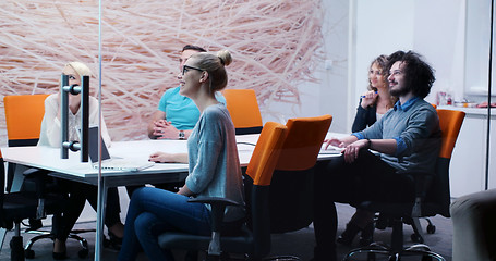 Image showing Startup Business Team At A Meeting at modern office building