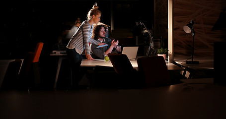 Image showing young designers in the night office