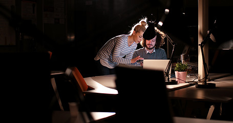 Image showing young designers in the night office