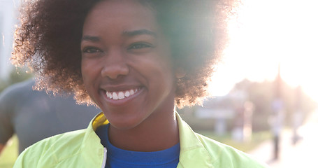 Image showing Portrait of multiethnic group of young people on the jogging