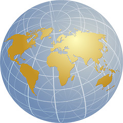 Image showing Map of the world illustration on globe grid