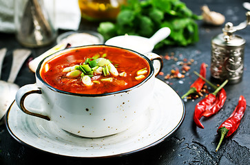 Image showing Traditional Ukrainian Russian borscht 