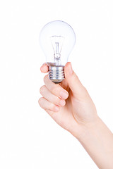 Image showing Female hand holding a light bulb