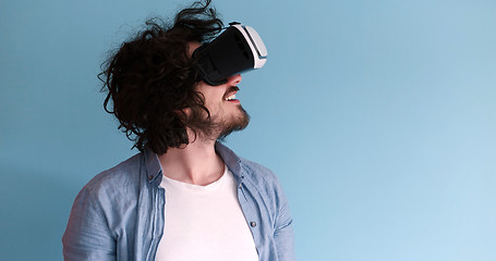 Image showing man using VR headset glasses of virtual reality