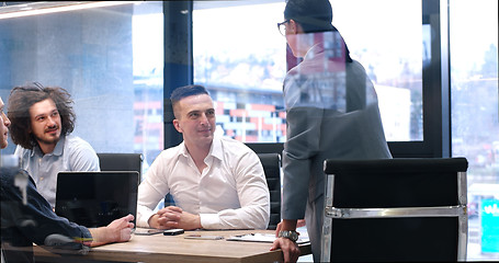 Image showing Startup Business Team At A Meeting at modern office building