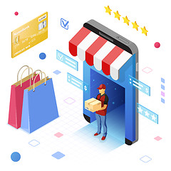 Image showing Online Internet Shopping Delivery Isometric Concept