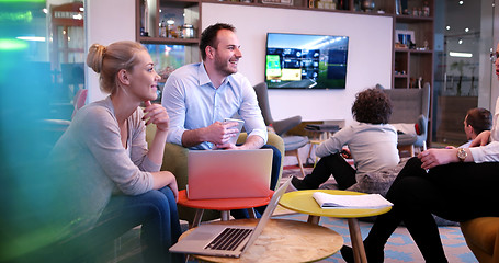 Image showing Startup Business Team At A Meeting at modern office building