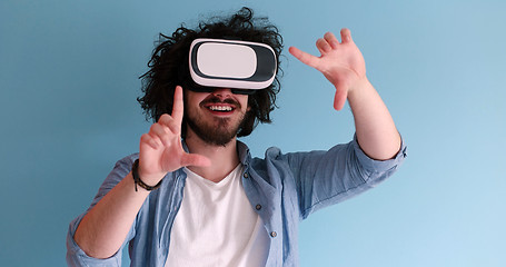 Image showing man using VR headset glasses of virtual reality