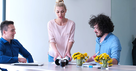 Image showing Startup Business Team At A Meeting at modern office building