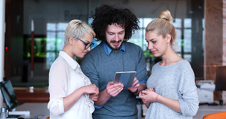 Image showing Startup Business Team At A Meeting at modern office building