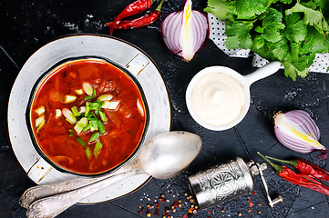 Image showing Traditional Ukrainian Russian borscht 