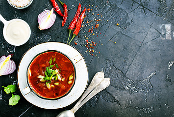 Image showing Traditional Ukrainian Russian borscht 