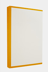 Image showing White book with yellow spine isolated on white background.