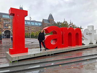 Image showing sign I amsterdam at Museum Square near Rijksmuseum in Amsterdam