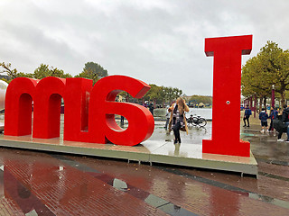 Image showing sign I amsterdam at Museum Square near Rijksmuseum in Amsterdam