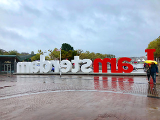 Image showing sign I amsterdam at Museum Square near Rijksmuseum in Amsterdam