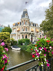 Image showing Autumn view of Old Amsterdam canal