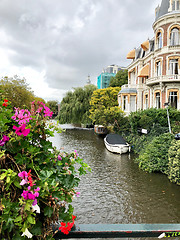 Image showing Autumn view of Old Amsterdam canal