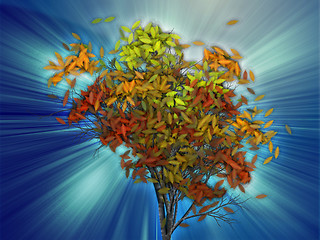 Image showing Tree with falling leaves, illustration