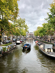 Image showing Autumn view of Old Amsterdam canal