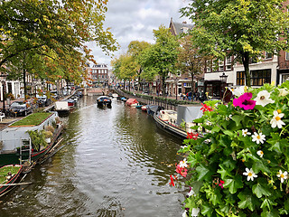 Image showing Autumn view of Old Amsterdam canal